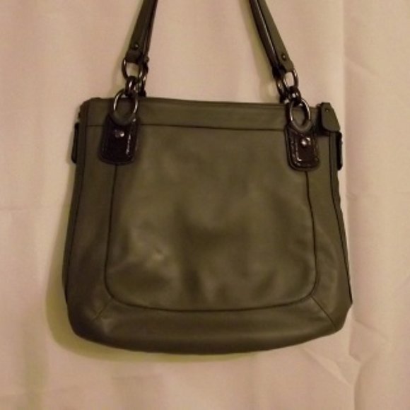 COACH Kristin Spectator Tote #18303, Leather, Grey - Picture 2 of 6